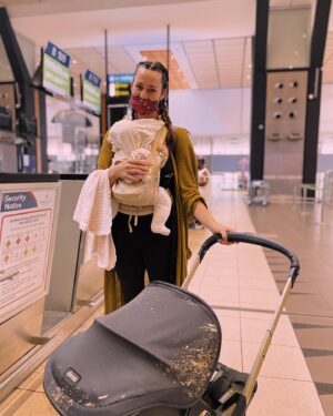 Jay Anstey Instagram - Posted to my story how our little flight adventure went! ✈️ 

Stroller: @doonasa 
Carrier: @ubuntubaba