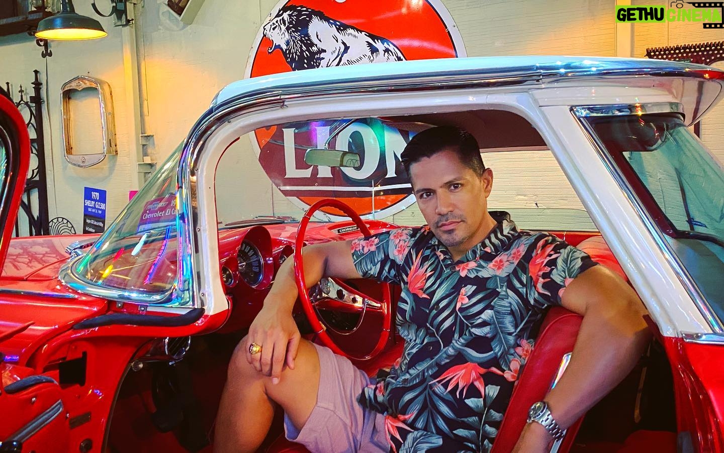Jay Hernandez - 39K Likes - If you asked me 10 years ago "would you ever rock a fitted Hawaiian shirt & pink shorts whilst sitting in a vaguely erotic pose in a vintage car?" I would have said "Hell yes."