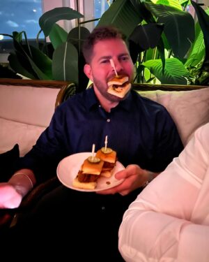 Jaymes Vaughan Instagram - The glamorous stuff is cute and all but have you ever snuck out of the after party early to go eat messy fried chicken sandwiches and watch Netflix with your husband instead?