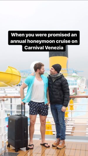 Jaymes Vaughan Instagram - #CarnivalPartner All ready to set sail for our 2nd Annual Honeymoon on @carnival when Jonathan’s lifelong dream came true. What would you do in this situation? And whose other half needs to take them on an annual honeymoon? Tag them below.