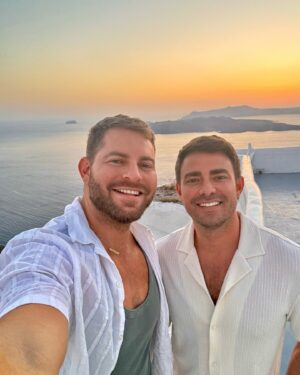 Jaymes Vaughan Instagram - First sunset in Santorini 💙