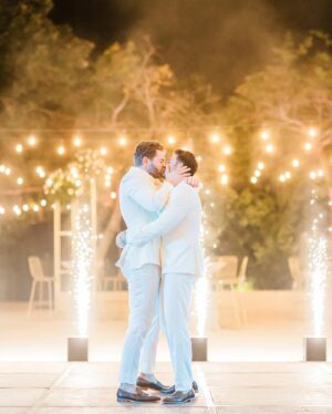 Jaymes Vaughan Instagram - Two years ago today I got to marry my best friend. For as long as I can remember I used to dream about marrying my husband, and what it would feel like to find my forever person. Two years in I can honestly say it is way better than anything I ever dreamed of. I get to wake up every day with my best friend, my practical jokester, my soul mate. 
If I could be Dad for a second and offer just one thing I’ve learned about love, it’s this:
Don’t settle. Be open to love, but don’t settle. Wait until you find that person that it’s so obvious it practically hits you over the head. That person that it is so easy to just exist beside. That person that makes you feel like you can exhale. That person that makes you feel safe to be every part of yourself. That person that you’re excited to see even if you’ve just seen them 5 minutes ago. That person that feels like you’ve known them your whole life, when they show up…lock them down. That’s the one. 
Growing up gay, so many hateful things got put into my head that really messed up what I thought love was, I thought love was supposed to hurt me…so I let it. Then, my person came along and slowly and carefully fixed all that…he showed me what love is actually supposed to be. It’s uplifting, it’s safe, it’s consistent…it never hurts you, in fact, it heals you. 
I love you @jonathandbennett, Happy Anniversary my Prince. Thank you for being my one. Forever.

📷 @toddthephotographer