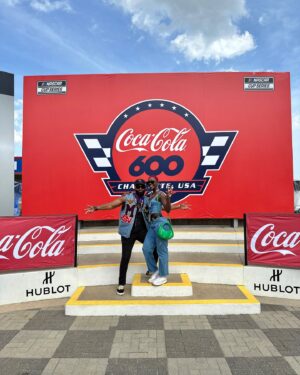 Jazlyn Miller Instagram - Last weekend @mr_9ray_willseeyounow and I got a chance to experience the “NASCAR 600 Cup Series🏆” ,VIP from the pit.More importantly though, I got a chance to see my Cuzzo @_megaquan do his thing first hand! I’m so proud of you Quan! We had a great time🏎️🫶🏾! Can’t wait to take Mansa and Sai Sai next year! —
I saw the orange man in person there too😱🥹.