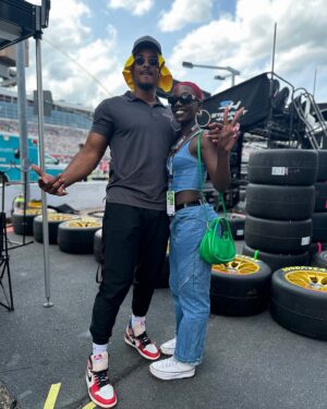 Jazlyn Miller Instagram - Last weekend @mr_9ray_willseeyounow and I got a chance to experience the “NASCAR 600 Cup Series🏆” ,VIP from the pit.More importantly though, I got a chance to see my Cuzzo @_megaquan do his thing first hand! I’m so proud of you Quan! We had a great time🏎️🫶🏾! Can’t wait to take Mansa and Sai Sai next year! —
I saw the orange man in person there too😱🥹.