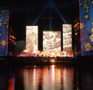 Jean-Michel Jarre Instagram - Holà Sevilla ! I remember the colossal work of the crew building the structure of the stage underwater and the amazing reflections during the show! #sevilla #music #spain #festival #concert #europe #jeanmicheljarre