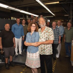 Jeff Bridges Instagram - Fun day at Dual Graphics with my book designer Jana Anderson, doing our prom pose.