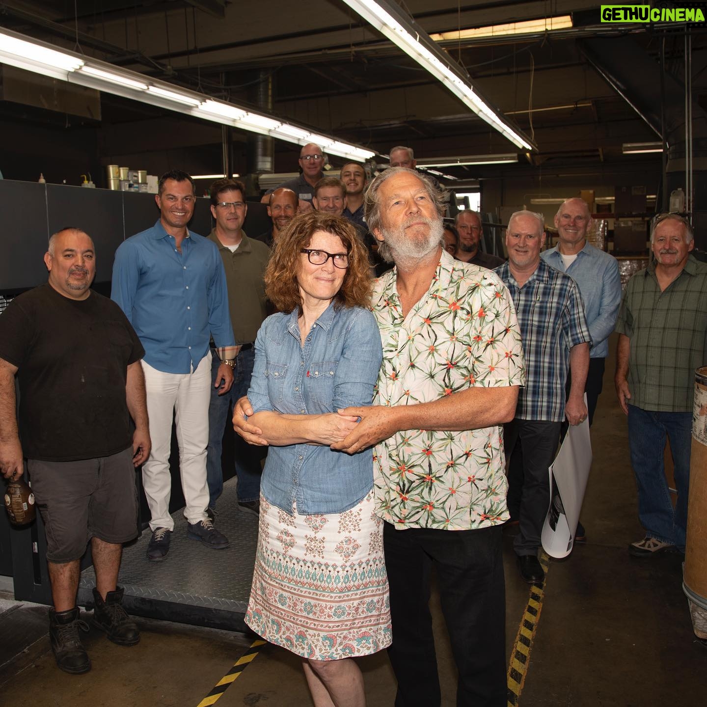 Jeff Bridges - 20.2K Likes - Fun day at Dual Graphics with my book designer Jana Anderson, doing our prom pose.