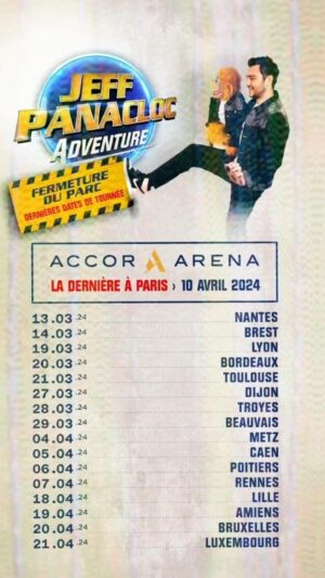 Jeff Panacloc Instagram - 🎉 Plus que quelques dates avant la fin de notre tournée ! L’excitation est à son comble et on a hâte de partager ces derniers moments magiques avec vous. Venez fêter la fin de cette incroyable aventure avec nous. À très vite sur scène ! 🎶 #DernièresDates #FêteFinale