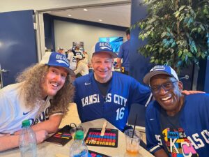 Jeff Ross Instagram - MEET THE KANSAS CITY “AL” STARS…. Weird Al, Al Roker and Alopecia. 🤣 Thank you to @kcroyals & @bigslickkc for letting us play ball for a great cause  @childrensmercy ! 🫶🏼 I GOT A HIT !