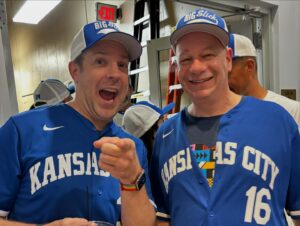 Jeff Ross Instagram - MEET THE KANSAS CITY “AL” STARS…. Weird Al, Al Roker and Alopecia. 🤣 Thank you to @kcroyals & @bigslickkc for letting us play ball for a great cause  @childrensmercy ! 🫶🏼 I GOT A HIT !