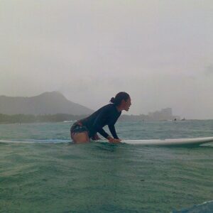 Jennifer Cheon Instagram - Rainbows & Generations 🌺

When I think about how we surf the same waves that so many before us did. 
How many people came to this beach, shared the same magic.  Thank you Waikiki. Mahalo x 
🐢
P.S  The 2nd to last slide is Jesse. The last slide is Jesse’s Dad & Jesse’s taking the photo. 25 years apart.