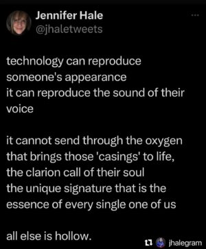 Jennifer Hale Instagram - just a reminder. 

and remember, the conversations you have about this, what you put your attention on, the next small action you take to move the outcome to your benefit is where your power lives. 
take your power.