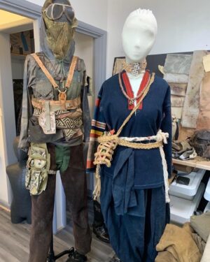 Jenny Beavan Instagram - And now our leading character - Furiosa. Also a voyage of discovery starting with the child in the ‘Green Place’ and ending as the look of Charlize Theron in Fury Road.

Producer Doug Mitchell called me in April 2021 when I was working in Prague - they wanted costumes for principal characters in a stunt sequence for Furiosa, which I had no idea was in the works! They needed to get a sequence in the can by June in order to benefit from a tax break from the NSW (Australian) government. So Lauren and I started doing collages and thinking through the various looks Furiosa would need in her progress through the story.

Moving back to London we started to put together found clothing and accessories to see what would work and communicate the look to our team in Australia. As I mentioned before, we had to do this via cyber space as we couldn’t get to Australia until the following January due to strict Covid quarantine in Sydney. But with a superb team there and some wonderful makers in London we managed to get an enormous amount of work done before we could set off. So exciting when Lauren and I finally got to our workshop in Chullora and started work with that extraordinary team of craftspeople .. and find Furiosa for real!

So here she is from collage to final look via various trial runs at the various jobs she gets to do and her disguises …  

@madmaxsaga 
@anyataylorjoy 
@lauren_reyhani_costume 
@jasinboland