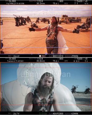 Jenny Beavan Instagram - ‘Finding Dementus’
Furiosa’s Dementus was not an easy character to get a grip on, ie to understand where he came from and what formed him ... I found inspiration in despots, ‘gurus’ and showmen - with elements of all appearing in the final costume.

His costumes were born in our tiny studio in Peckham, using motorbike gear, parachutes and of course a teddy bear! We tried all sorts of paint techniques, dye for the parachute, as well as various draping looks - well aware this could be a nightmare on a motorbike …!
Later in Australia we were able to fit Chris Hemsworth and refine the whole look to suit everyone’s vision, with the final costume being a collaborative exercise as it should be on any film. 

So here are some photos of the ideas on the stands, figuring it all out with Lauren Reyhani and Stephen Miles, fitting and working with Dan Blacklock, Chris’s Key Costumer in Sydney, before shooting in Broken Hill. 
It was a journey, but a wonderful journey to make with Chris and George.

@madmaxsaga 
@chrishemsworth 
@lauren_reyhani_costume 
@danblacklock08 
@jasinboland