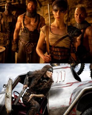 Jenny Beavan Instagram - And now our leading character - Furiosa. Also a voyage of discovery starting with the child in the ‘Green Place’ and ending as the look of Charlize Theron in Fury Road.

Producer Doug Mitchell called me in April 2021 when I was working in Prague - they wanted costumes for principal characters in a stunt sequence for Furiosa, which I had no idea was in the works! They needed to get a sequence in the can by June in order to benefit from a tax break from the NSW (Australian) government. So Lauren and I started doing collages and thinking through the various looks Furiosa would need in her progress through the story.

Moving back to London we started to put together found clothing and accessories to see what would work and communicate the look to our team in Australia. As I mentioned before, we had to do this via cyber space as we couldn’t get to Australia until the following January due to strict Covid quarantine in Sydney. But with a superb team there and some wonderful makers in London we managed to get an enormous amount of work done before we could set off. So exciting when Lauren and I finally got to our workshop in Chullora and started work with that extraordinary team of craftspeople .. and find Furiosa for real!

So here she is from collage to final look via various trial runs at the various jobs she gets to do and her disguises …  

@madmaxsaga 
@anyataylorjoy 
@lauren_reyhani_costume 
@jasinboland