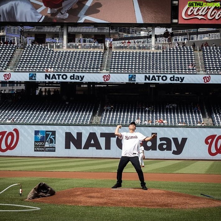 Jens Stoltenberg - 3.1K Likes - A great experience to attend NATO Day at Nationals Park.
I had the honour of throwing the first pitch at the game between the Washington Nationals and the Saint Louis Cardinals.