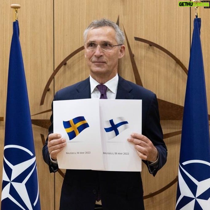 Jens Stoltenberg - 9.5K Likes - Honoured to receive the applications for Finland's & Sweden's membership in NATO. This is a good day at a critical time for our security. Your applications are an historic step.