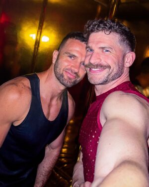 Jeremy Crittenden Instagram - Two spinsters walk into a bar. 

Another #ShesARiot @silencioclub. ♥️ @derycktodd and everyone who came to hang out and be cute. 

Pics by @petertamlin OBVI. 
.
.
.
.
#gay #gayguys #gaylife #muscle #gaynightlife #pride #gayswitgbeards