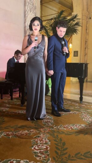 Jeremy Jordan Instagram - The green light is getting closer and closer to Broadway! Watch @bwaygatsby’s @jeremymjordan and @livevamaria sing the act 1 finale, “My Green Light,” at @theplazahotel.