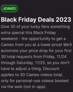 Jeremy Sumpter Instagram - #blackfriday deal on @cameo!! I joined in :) link in bio