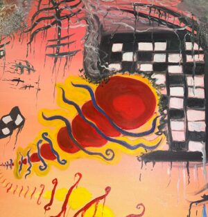 Jerónimo Bosia Instagram - “DEL OTRO LADO DEL AGUJERO NEGRO”
óleo sobre lienzo 70x80

“ 

“Algo encima aplasta como un planeta 

Es el planeta que camina encima nuestro, no caminamos  sobre el 

El planeta nos camina.

Es tanto-es mucho- demasiado planeta, demasiado universo sobre nuestros ojos, sobre nuestra espalda.“