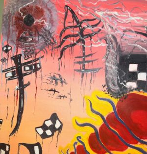 Jerónimo Bosia Instagram - “DEL OTRO LADO DEL AGUJERO NEGRO”
óleo sobre lienzo 70x80

“ 

“Algo encima aplasta como un planeta 

Es el planeta que camina encima nuestro, no caminamos  sobre el 

El planeta nos camina.

Es tanto-es mucho- demasiado planeta, demasiado universo sobre nuestros ojos, sobre nuestra espalda.“