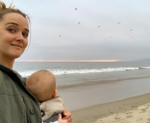 Jess Weixler Instagram - So the last two times we’ve walked down to the beach there have been what I think are hundreds of nurse sharks (each around the size of a leg, snout to tail) about knee deep into the water. The first time I walked in to the knees, saw one at my feet, then saw a sea of them stretching in each direction and ran back to the sand baby and all strapped on. I’m freaked because I LOVE swimming in the ocean and I’m a really crap surfer but still. I thought maybe it was a rare singular migration day. But low and behold I come back a week later and they are still here. Tons of little fins slinking along when this white wash rolls back out. 
I am undecided how to deal with swimming in the ocean and really wondering what the seasonal nature of sharks are and if I’m just going to picture this every time I step in now regardless of when they change course or how aggressive they are or aren’t ... oh beautiful ocean. (Its fitting that the first day I saw them was Halloween 😬🦈 🌅)