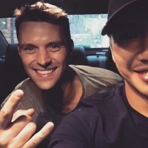 Jesse Spencer Instagram - Jumping into a fans car just to hide from the rain because why not. Awesome dude, thanks for saving my butt much appreciated.