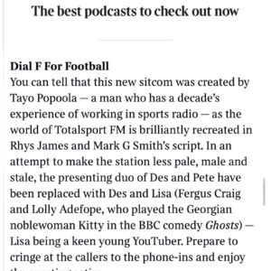 Jessica Fostekew Instagram - DIAL F FOR FOOTBALL

The first episode of our new comedy show is out now. It’s written by me and @rhysjamesy, produced by @tayo3000 and stars @lollyadefope, @drferguscraig, @jessicafostekew, Helen Cripps and over one hundred thousand other brilliant comics and actors. 

The amazing sound engineering and production is by the brilliant @tomjenkins76 

Available on all podcast platforms or link in bio.