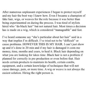 Jessica Frances Dukes Instagram - #NationalCrownDay was July 3rd so here is my #testimony. “#THISISMYHAIR”. Yes this is all #myhair. No you don’t see my hair much in my work because it’s rare that it’s “right for the role” (which I can see changing on certain shows and films), or there aren’t proper people onstaff or #onset to handle my #naturalhair (which I can also see changing on certain shows and films). It’s amazing to me when I watch shows that have #hairdepartments well versed in #naturalblackstyles and how amazing the black women look. It’s so refreshing and gives me hope. 

(Swipe to read my full testimony... We still have work to do….

To #mysisters with the Natural Manes: Who is doing your #haironset? Comment below, tag them below, follow these women and men and support them 

I’ll start by shouting out @kicknitwitcoco 

The #hairdepartment head of Ozark season 4 hired her because she was a #specialist in #multipletextures of #hair but especially my natural hair. My hair flourished for a year under her hands because she not only made beautiful wigs and was an expert in flawless and natural #wigplacement #lacefronts. She took care of my hair underneath.

#BlackHair #Onset #NaturalHairHealth #ProtectMyCrown #HairStyles #Hairtexture #CrownProud #PassTheCrown #CrownDay #Blackhaironset #MyNaturalHair #Mane #blackwomen 

Photographer @lelunddurond 🖤🖤🖤🖤
Hair @jtouch 
Makeup @savvystarbeauty 
#JessicaFrancesDukes