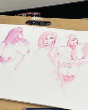 Jessica Franco Instagram - Swipe through 🫶🏽 Today is figure drawing class. So I thought I’d my nice to share what I do during the week. Here is some figure drawings from my session at studio @caffeine_heroes by artist @art_of_carlos 😍 Sadly I can’t really share drawings that are taking at the College. So this is from my studio work. Hope you enjoy them. 
And yes, in the second photo I am sleeping 🥰