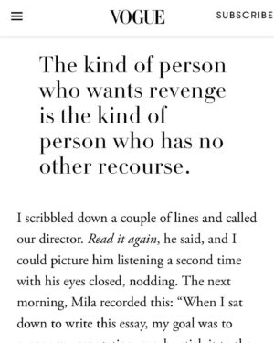 Jessica Knoll Instagram - For Vogue, I wrote about the seven years it took to translate this story from book to screen, and how it challenged and changed me. I used to be so angry all the time, but now I have what I call “smart anger.” Link in bio.