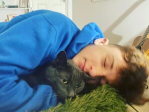 Jett Klyne Instagram - Are you guys tired of seeing me and my cat yet? #russianblue #bestie #catlover @leroyklyne_official