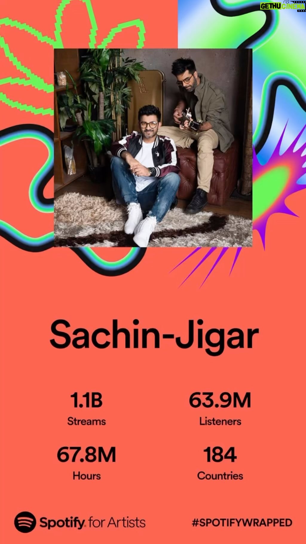 Jigar Saraiya - 3 Likes - 1.1 Billion streams 🧐🤷♂️🙏❤️🤗🥁🎸🇮🇳
Thank you for the love. The last slide is a hint of new music that is coming.
Also @spotifyindia has a great team so loads of love to each and every one of them, their support to artists is incredible and worth a mention. #spotify #sachinjigar #sachinsanghvi #jigarsaraiya #spotifywrapped @romilved @music_talentmgr @soulfulsachin @sachinjigar @iammadhardik @hrishikesh_gangan @sahilvmusic @lionoath21 @swaraag_studio