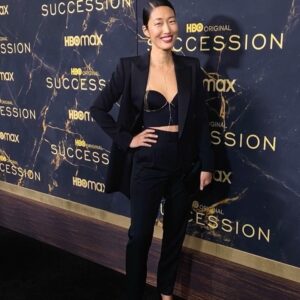 Jihae Instagram - Such a beautiful night at Succession Season 3 premiere! Reuniting w the cast & production was heart warming.♥️🦋
Styled by @jeanneyang & @dolly.pratt and assistant @amberrose.smith 
Makeup by @andrewcolvinmakeuo
Hair by @rebekahcalo
Wearing @ysl & body jewelry by @blisslau 

.
.
.
.
#succession #premiere #redcarpet #jihae