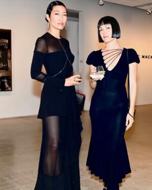 Jihae Instagram - Thanks to @charliefstewart & @asapferg for hosting a lovely dinner. I also got to privately experience some of my fav artists Niki De Saint Phalle, Mark Rothko, Salvador Dali & Frida Kahlo and discovered brilliant new artists with my friend @blisslau jewelry designer extraordinaire. Loved connecting w you my fellow artists @floorvaneekeren & @ralphnauta @studio.drift @huntdawgg @sothebys @jilldemling ♥️🦋. 
.
Make up @andrewcolvinmakeup 
Hair @rebekahcalo 
Dress @eliesaabworld 
.
.
.
.
#SothebysNow #jihae #fashion #eliesaab #blisslau