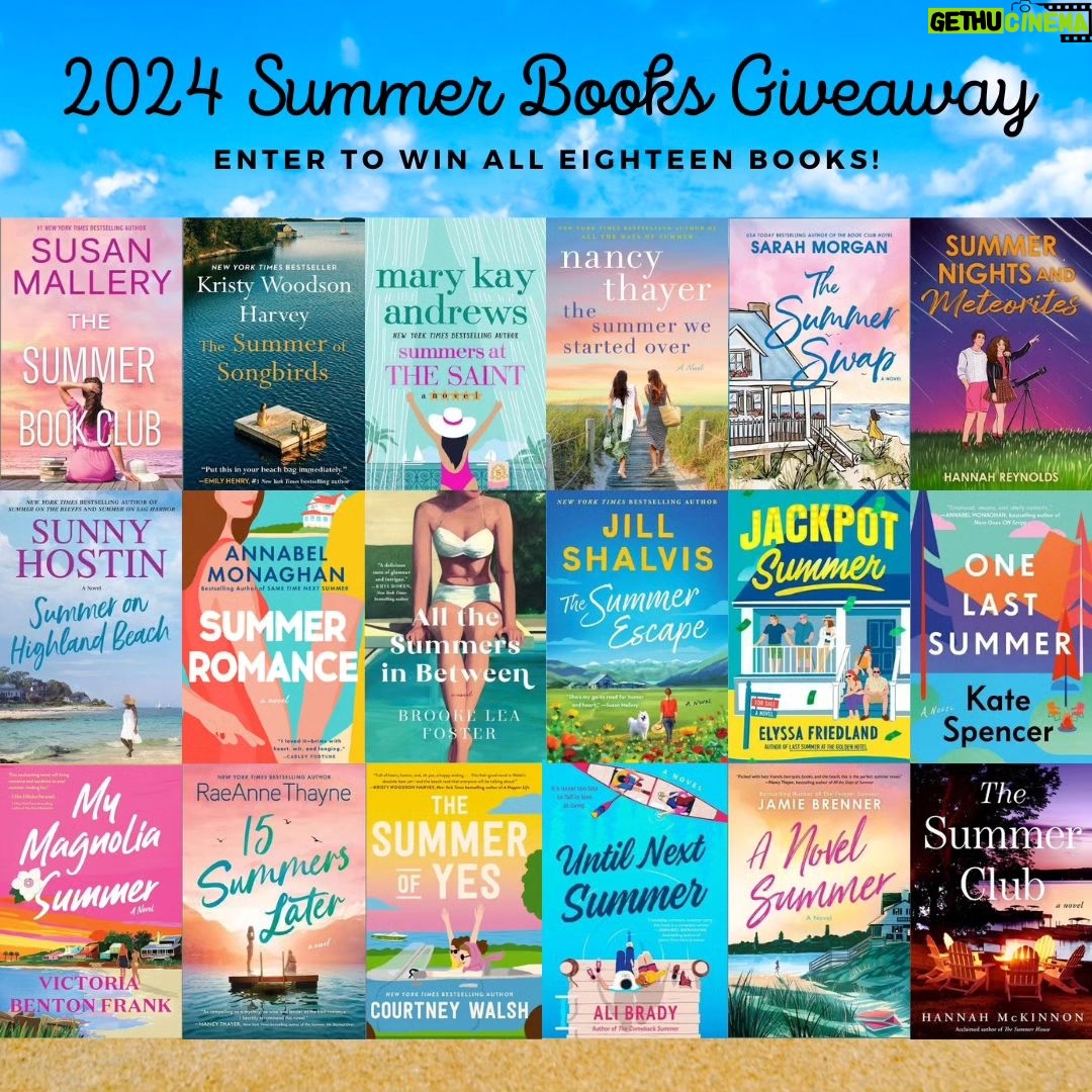 Jill Shalvis - 3 Likes - 💥GIVEAWAY ALERT!💥 Summer's here and the time is right for reading at the beach! Or the pool! Or inside in the AC! There are loads of books out in 2024 with the word "summer" in the title. So, we've gathered a gorgeous selection and we have them all up for grabs in this amazing giveaway. Enter to win EIGHTEEN recent and upcoming summer books from some beloved authors. One random winner will receive my newest book, The Summer Escape, plus books by @susanmallery, @kristywharvey, @nancythayerbooks, @marykayandrews, @sarahmorganwrites, @hannahelisawren, sunny, @annabelmonaghan, @brookeleafoster, @jillshalvis, @elyssafriedland, @katespencer, @victoriabentonfrank, @raeannethayne, @courtneywalsh, @alibradybooks, @jamiebrennerwrites, @hannahmckinnonwrites.
➡️ENTRY FORM and details:
https://bit.ly/EntrySummerBooks24
📚Entry deadline: Thurs 5/23. Winner announced: Fri 5/24 — just in time for #memorialdayweekend. 😎 One entry per person.✅ Good luck! 🍀
#summerbooks #summerreading #beachreads #entertowin #bookgiveaway