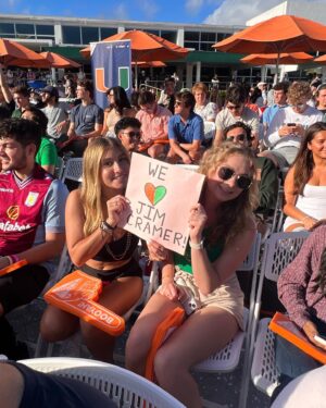 Jim Cramer Instagram - A “Back To School Tour” for the books! Thank you to Miami Herbert Business School and @univmiami for allowing us to bring a little madness to campus. Go Canes! 🧡💚