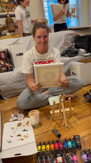 Jim Lee Instagram - Sunday date night at home. Just trying our hand at painting one another. My amazing wife @joke2far is such a trooper and did a phenomenal job! I love her portrait of me. ❤️