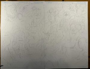 Jim Lee Instagram - Anatomy of a wrap around cover. Initially, the plan (or so I believed) was two separate covers that could when placed side by side form one single, double wide image. Then the plan switched to one single wraparound cover which made the right side of this piece the most prominent. So characters needed to be moved around while still creating a balance between the Marvel and DC characters. These kinds of covers can be a real slog, but it was a lot of fun revisiting old friends, drawing costumes from yesteryear and recalling my favorite of these types of crossovers. Spoiler alert: X-Men vs Teen Titans by @chrisclearmountain @walter.simonson.5 @louisesimonson926 was the one that blew me away in my childhood!