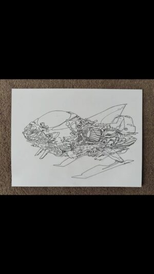 Jim Lee Instagram - Here’s a cleaner shot of the sketch I did on the flight yesterday. The stronger the light source, the more the ‘illusion’ works. Passe une bonne journée!