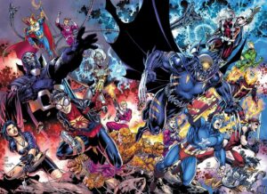 Jim Lee Instagram - Because you asked so nicely—here’s the Amalgam (@dcofficial and @marvel) universe omnibus collection cover now inked (by @scottwilliamsinks) and colored (by @sinccolor). I thank my collaborators all the time for their dedication to the most insane assignments 😂. Unfortunately we don’t get paid per character or per line 😜. We just can’t help ourselves 🤓 #amalgamuniverse #dccomics #marvelcomics