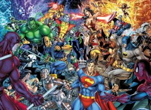 Jim Lee Instagram - It can now be revealed: Marvel vs DC Omnibus cover—collecting the Big Two crossovers from yesteryear.  Are you not entertained? Coming your way later this year ❤️💙❤️💙inks by the ever dashing, ink hashing scottwilliamsinks; hues by the scintillating, ever colorful @sinccolor