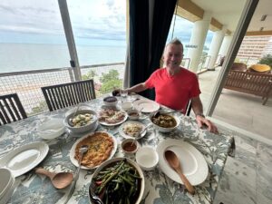 Jimmy Barnes Instagram - Early beach walk, getting our steps up before this feast at the end of the day. In between a physio massage to straighten out my crooked body … this might just be a perfect day.

@jane13barnes