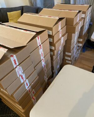 Jimmy Wong Instagram - Took us all day and my right arm and wrist are completely shot, but Josh and I finished signing nearly 3,000 playmats for our backers! Our conservative shipping estimate is still January 2021, hoping to get them to our loyal @commandcast Kickstarter supporters sooner if possible :)