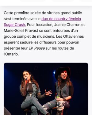 Joanie Charron Instagram - En entrevue ce soir à TVA, 
Merci beaucoup aux médias pour votre support 

@reseau_ontario #CO2024 #avenirduspectacle #onfr