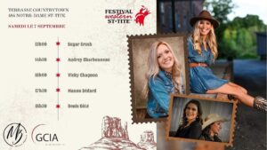 Joanie Charron Instagram - ⭐️VOILÀ⭐️
Nous serons en spectacle à 2 reprises au Festival Western de St-Tite 

7 septembre 
13h Terrasse CountryTown de @manon.bedardperso 
15h scène La Forge @culture.country 

On est tellement chanceuses de vivre ça, ça va Swigner 🤠

Joanie et Marie-Soleil

@49.parallele @jsmileproductions @yveslaramee @purcomofficiel @believemusiccanada @reseau_ontario @fwst_officiel