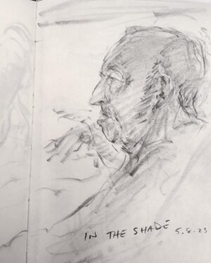Joanna Quinn Instagram - Hurrah beach sketching 2023 commences! 
Here are some of my nosey drawings so far….
.
.
.
#castelldeferro #sketching #peoplewatching #noseyparker