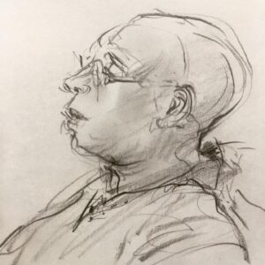 Joanna Quinn Instagram - Here are some recent sketches in my sketchbook. Sadly I can’t remember many names! 
1. A very talented musician who teaches bass at @rwcmd 
2. A brilliant Drummer who teaches at @rwcmd and I missed her name - Liz? 
3 some bloke doing a crossword. 
4 A student singing but not seen her before and missed her name *I must pay more attention*
5. The remarkable drummer @samgreen8865 
6. A friend called Pete. 
7. A great sax player whose name I missed!!! Doh!!! 
8. A chap with the most flamboyant wardrobe.
9 Man in wheelchair waits in A&E
10. Another poor chap waiting hours in A&E. Would love to do a residency sketching in A&E. I’m one of those sad people that enjoys sitting for hours in waiting rooms. 

#sketching #characters #jazz #students #drawing #amserjazztime