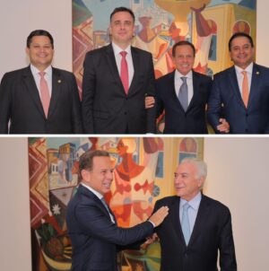 João Doria Instagram - Bia e eu tivemos a honra de oferecer um jantar em homenagem ao Senador Rodrigo Pacheco, Presidente do Congresso Nacional. Reunimos amigos que reconhecem a importância da sua liderança. Entre eles estavam o Presidente Michel Temer, Governador Ronaldo Caiado (GO), Governador Mauro Mendes (MT), Vice-governador Felicio Ramuth (SP), Senadores Davi Alcolumbre e Weverton Rocha, ex-governador Rodrigo Garcia (SP), Prefeito Ricardo Nunes (SP) e o Secretário Gilberto Kassab. A dedicação de Rodrigo Pacheco é incansável. E tem sido crucial para pacificar o país e impulsionar o Brasil rumo ao desenvolvimento, com união e diálogo. 🇧🇷